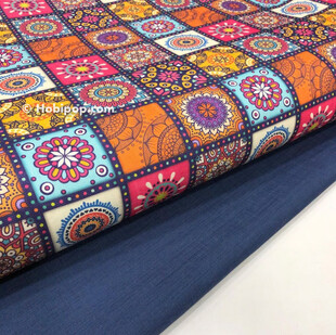 ETUVAL - Patchwork Desenli Gardenya Kumaş