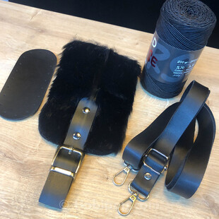 HOBİPOP - Peluş Kürk Kapaklı İpli Mini Çanta Seti Siyah