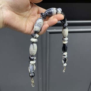 HOBİPOP - Plastik Boncuklu Çanta Sapı Siyah Gri HOBİPOP - Plastik Boncuklu Çanta Sapı Siyah Gri