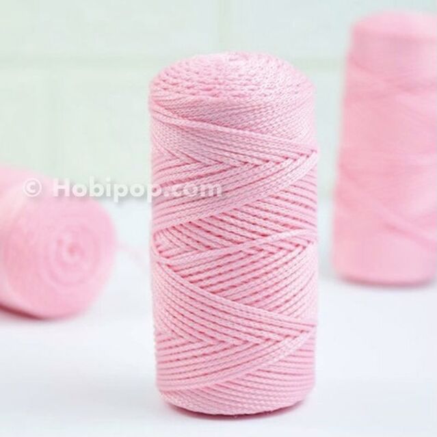 Polyester Makrome İpi 100 Gram Açık Pembe