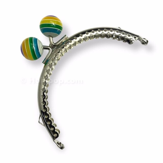 Renkli Boncuk Başlı Lolipop Çanta ve Cüzdan Klipsi Oval Gümüş Renk