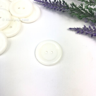 Renkli Plastik Düğme 25 mm Beyaz - Thumbnail