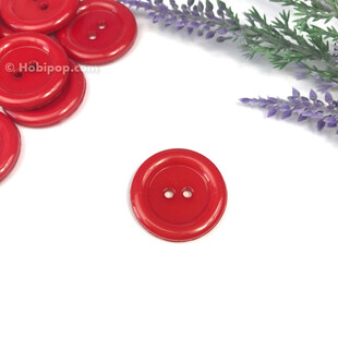 Renkli Plastik Düğme 25 mm Kırmızı - Thumbnail