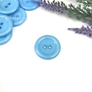 Renkli Plastik Düğme 25 mm Mavi - Thumbnail