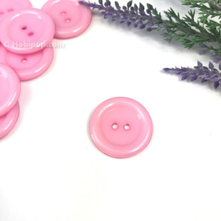 Renkli Plastik Düğme 25 mm Pembe - Thumbnail