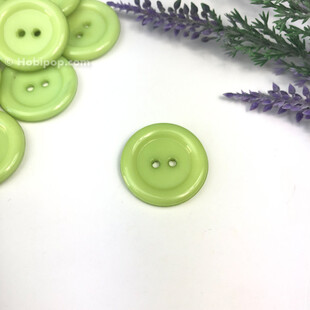Renkli Plastik Düğme 25 mm Yeşil - Thumbnail