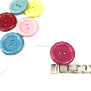 Renkli Plastik Düğme 28 mm Fuşya - Thumbnail