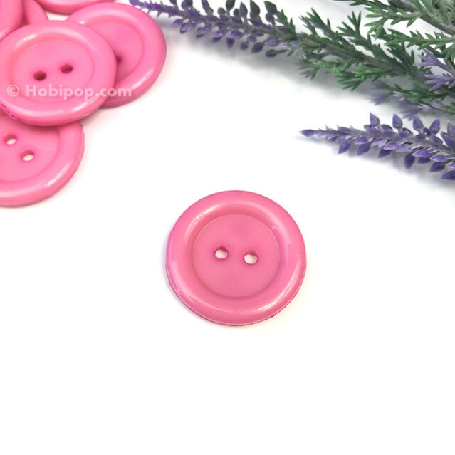 Renkli Plastik Düğme 28 mm Pembe