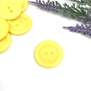 Renkli Plastik Düğme 28 mm Sarı - Thumbnail