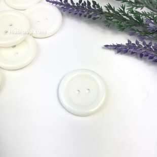 Renkli Plastik Düğme 28 mm Beyaz - Thumbnail