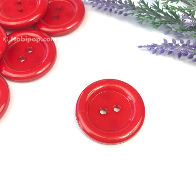 Renkli Plastik Düğme 35 mm Kırmızı