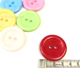 HOBİPOP - Renkli Plastik Düğme 35 mm Krem (1)