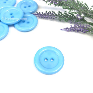 Renkli Plastik Düğme 35 mm Mavi - Thumbnail