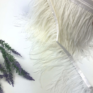 HOBİPOP - Şerit Devekuşu Tüyü Kırık Beyaz