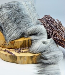 HOBİPOP - Şerit Suni Kürk Peluş Kırçıllı Gri