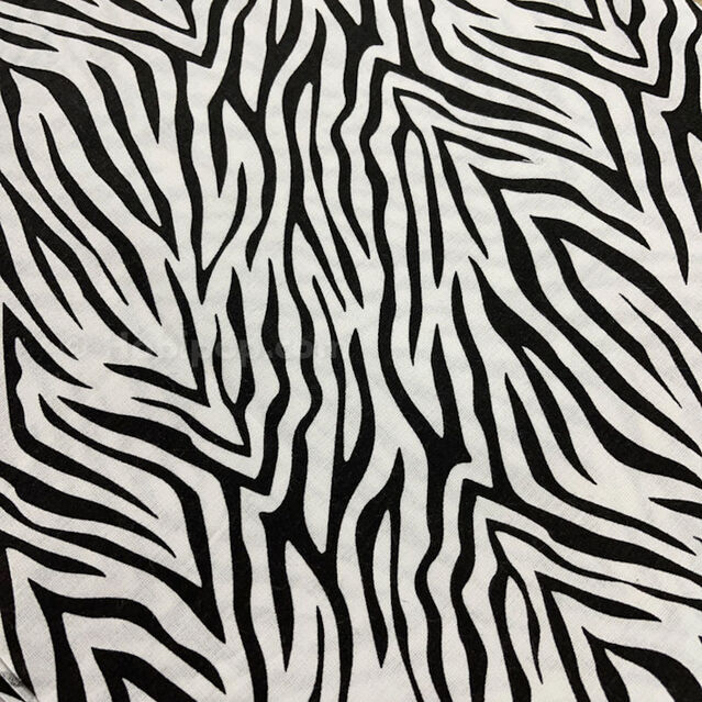 Siyah Beyaz Zebra Desenli Poplin Pamuklu Kumaş Astarlık 50x120 cm