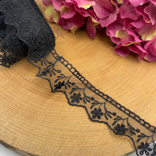 HOBİPOP - Siyah Organze Güpür Dantel Çıtır Çiçek 9 Metre Top HOBİPOP - Siyah Organze Güpür Dantel Çıtır Çiçek 9 Metre Top