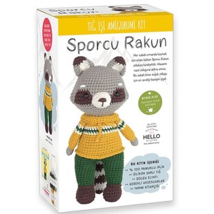 Sporcu Rakun Amigurumi Yapım Seti - Thumbnail