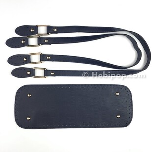 HOBİPOP - Suni Deri Çanta Sapı ve Tabanı 2′li Set Lacivert