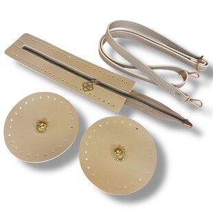 HOBİPOP - Suni Deri Makaron Çanta Seti Bej Renk