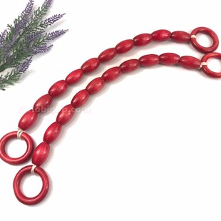 HOBİPOP - Tahta Boncuklu Çanta Sapı Kırmızı HOBİPOP - Tahta Boncuklu Çanta Sapı Kırmızı