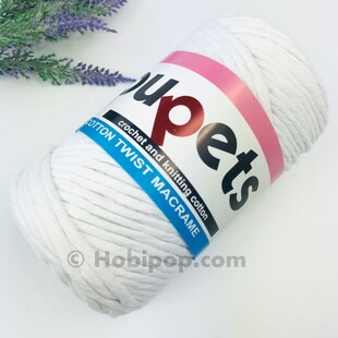 PUPPETS - Tarama Makrome İp 3 MM 250 g Beyaz PUPPETS - Tarama Makrome İp 3 MM 250 g Beyaz