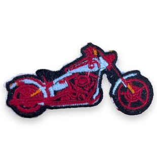 Ütüyle Yapışan Arma Kırmızı Mavili Motosiklet - Thumbnail