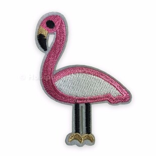 Ütüyle Yapışan Arma Mini Beyazlı Flamingo - Thumbnail