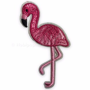 Ütüyle Yapışan Arma Mini Pembe Flamingo - Thumbnail