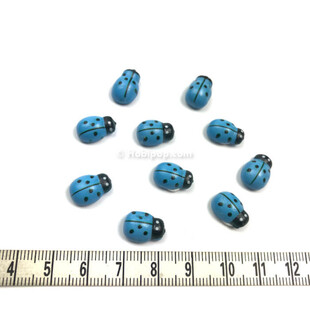 Yapışkanlı Ahşap Uğur Böceği Mavi 12 MM - Thumbnail
