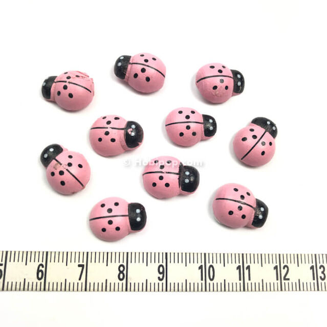 Yapışkanlı Ahşap Uğur Böceği Pembe 15 MM