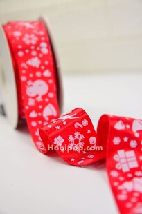 HOBİPOP - Yılbaşı Desenli Kurdele Kırmızı