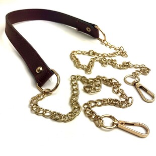 HOBİPOP - Zincirli Derili Çanta Askısı Bordo Gold Zincir