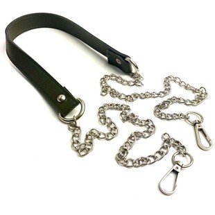 HOBİPOP - Zincirli Derili Çanta Askısı Haki Yeşil Gümüş Zincir HOBİPOP - Zincirli Derili Çanta Askısı Haki Yeşil Gümüş Zincir